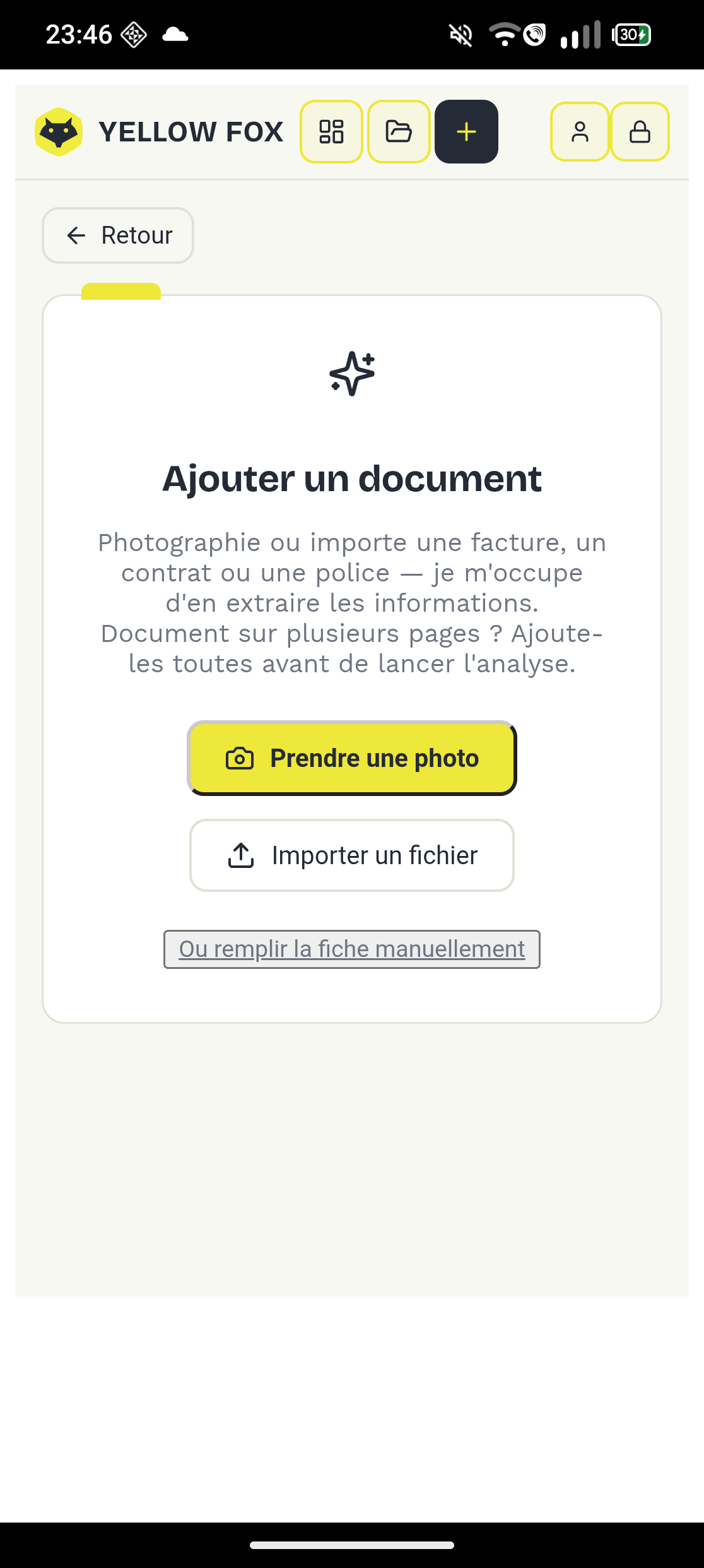 Scan d'un document Yellow Fox